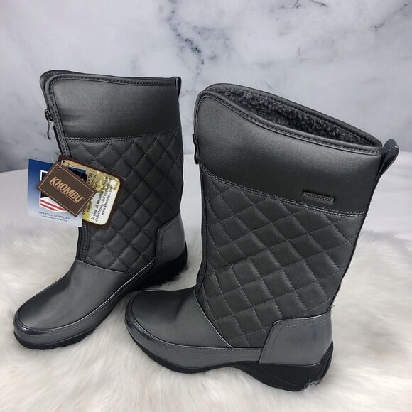 Khombu Waterproof Quilted Boots Womens Size 7 M Dark Gray - Picture 2 of 9